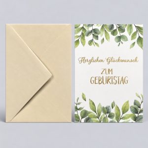 Heuer Naturkarte mit Umschlag "Geburtstag 1"
