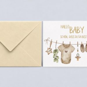 Heuer Naturkarte mit Umschlag  "Hallo Baby"