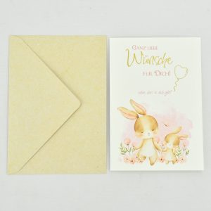 Heuer Naturkarte mit Umschlag "Liebe Wünsche"