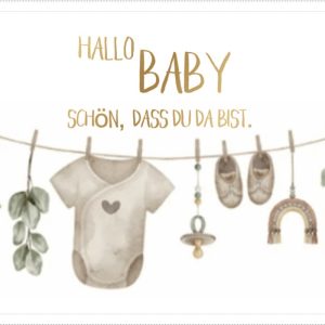 Heuer Naturkarte mit Umschlag  "Hallo Baby"