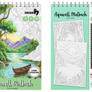 Heuer Aquarell Malbuch „Landschaften“ - 30 Blatt im A4-Format