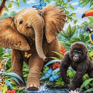Heuer 3D Poster Elefant und Freunde im Tropenparadies