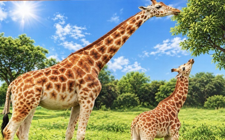 Heuer 3D Poster Giraffenduo im Savannensonnenschein