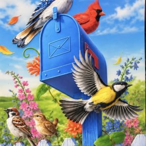 Heuer 3D Schlüsselanhänger Vogelbesuch am blauen Briefkasten