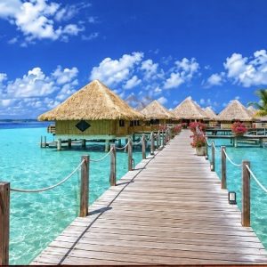 Heuer 3D Poster Wasserbungalows – Traumurlaub am Meer