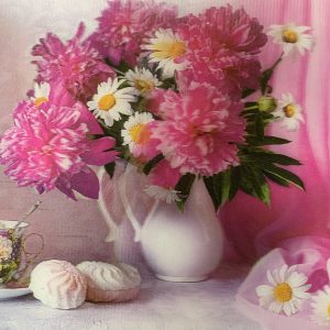 Heuer 3D Poster Rosa Blütenpracht mit weißen Akzenten