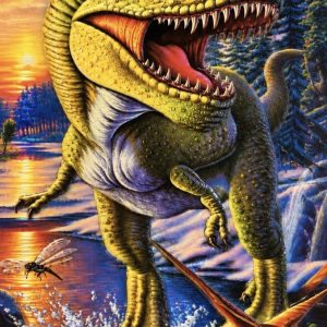 Heuer 3D Schlüsselanhänger Dinosaurier im goldenen Abendlicht