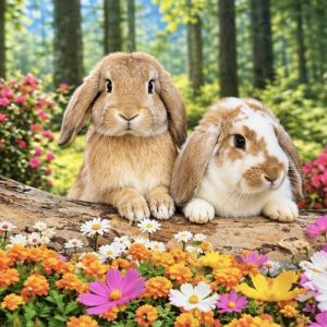 Heuer 3D Poster Kaninchen im Blumenparadies
