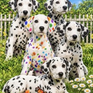 Heuer 3D Schlüsselanhänger Dalmatinerfamilie im Blumenparadies