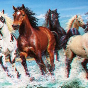Heuer 3D Schlüsselanhänger Pferdeherde – Galopp durch die Gischt